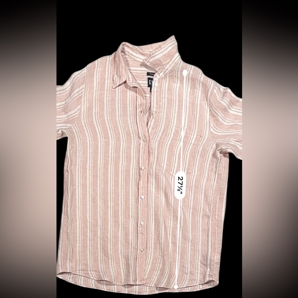 Gap Pink Stripe 100% Linen Boyfriend Shirt – Size L - Picture 8 of 13